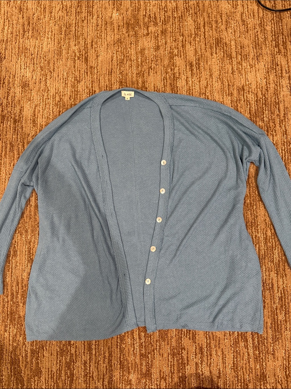 LA MIEL Sky Blue Button-Front Knit Cardigan